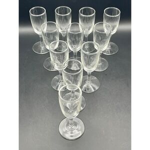 Set of 11 Vtg Clear Cordial Glasses Liquor Shot‎ Glasses Stemware Barware 4"
